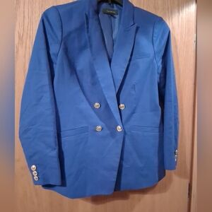 Womens Talbots Double Breasted Blazer Jacket Blue Size 8